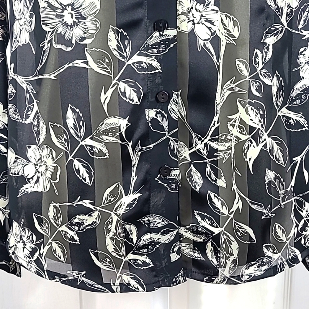 Allegra K Floral Semi Sheer Blouse - Picture 3 of 12